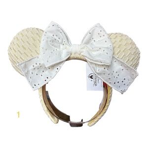 Disney Tokyo Minnie Lace Bow Yellow Ears Headband Mid Century Modern NWT 1